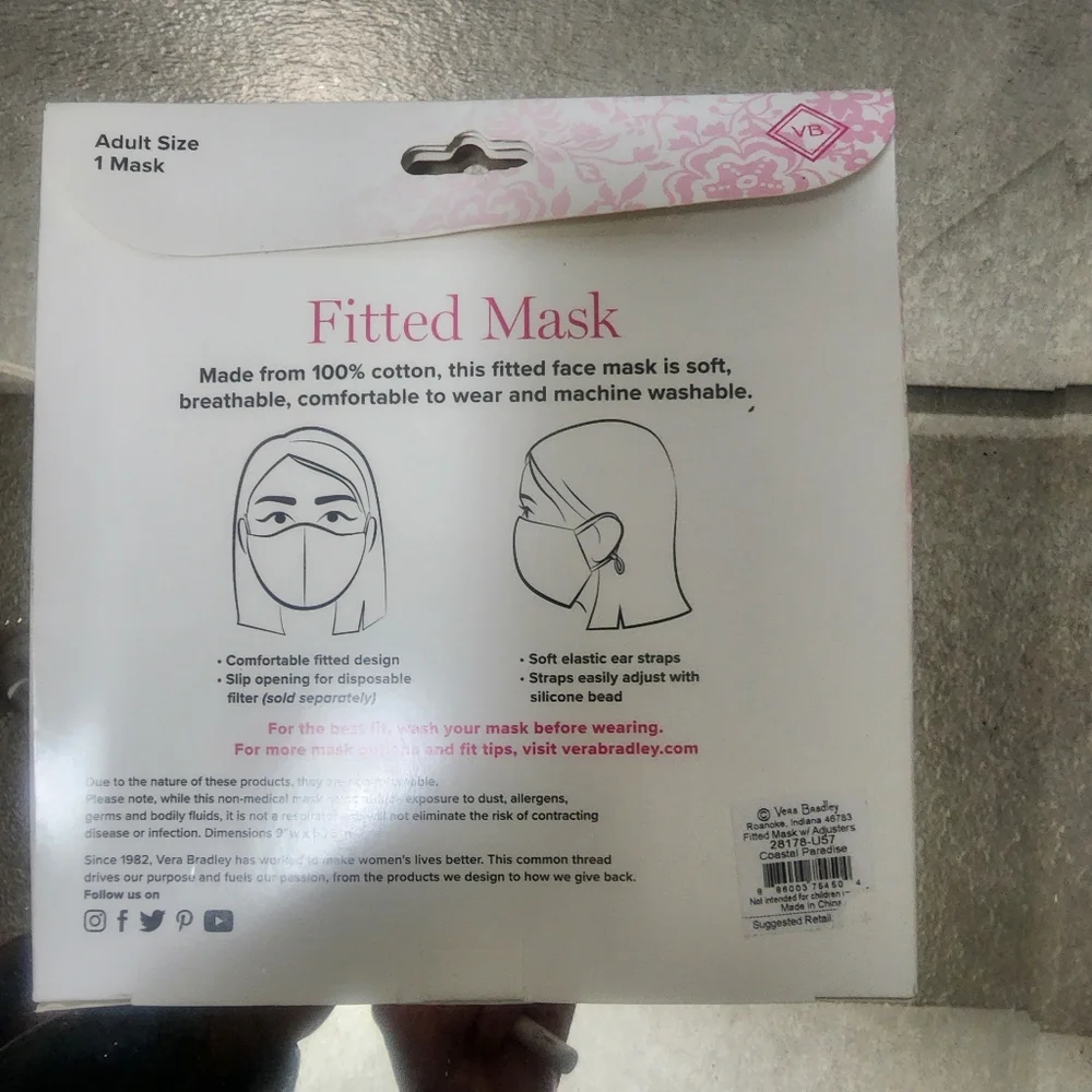 VERA BRADLEY COASTAL PARADISE FITTED FACE MASK